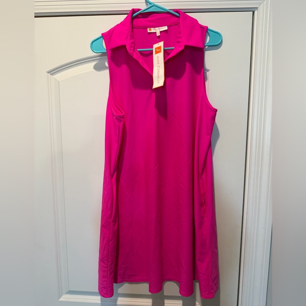 NWT!!  ❤️Jude Connally Hot Pink Sleeveless Polo Dress